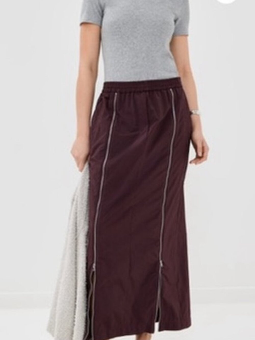 Tibi Nylon Zipper Skirt